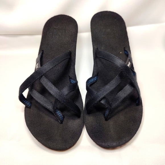 TEVA Mush Mandalyn Wedge Ola 2 Slip On Black Blue Women's Sandals Size 11 - Picture 2 of 10